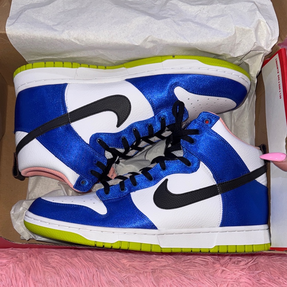 Nike Dunk High blue satin Sneakers Men size 10.5